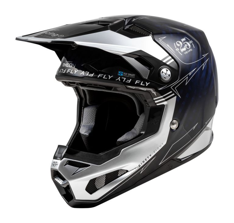 Prilba FORMULA S CARBON, FLY RACING - USA (modrá/stříbrná)
