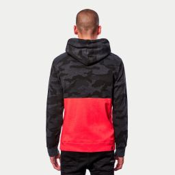 Mikina CAMO BLOCK HOODIE, ALPINESTARS (šedá camo/červená fluo)