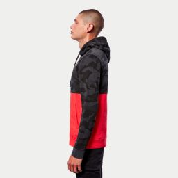 Mikina CAMO BLOCK HOODIE, ALPINESTARS (šedá camo/červená fluo)