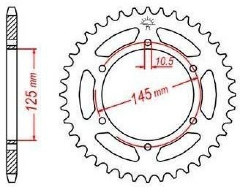 Oceľová rozeta pre sekundárne reťazy typu 520, JT - Anglicko (45 zubov)