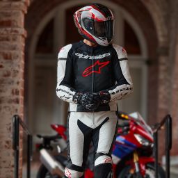 Dvojdielna kombinéza GP FORCE LURV, ALPINESTARS (bílá/černá/červená fluo) 2025