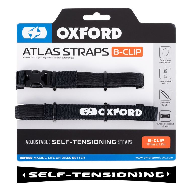 Zavazadlové popruhy Atlas B-Clip, 2 ks, OXFORD (čierna, 17mm x 1,2m)