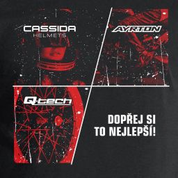 MOTO triko čierne, Cassida + Q-tech + Ayrton