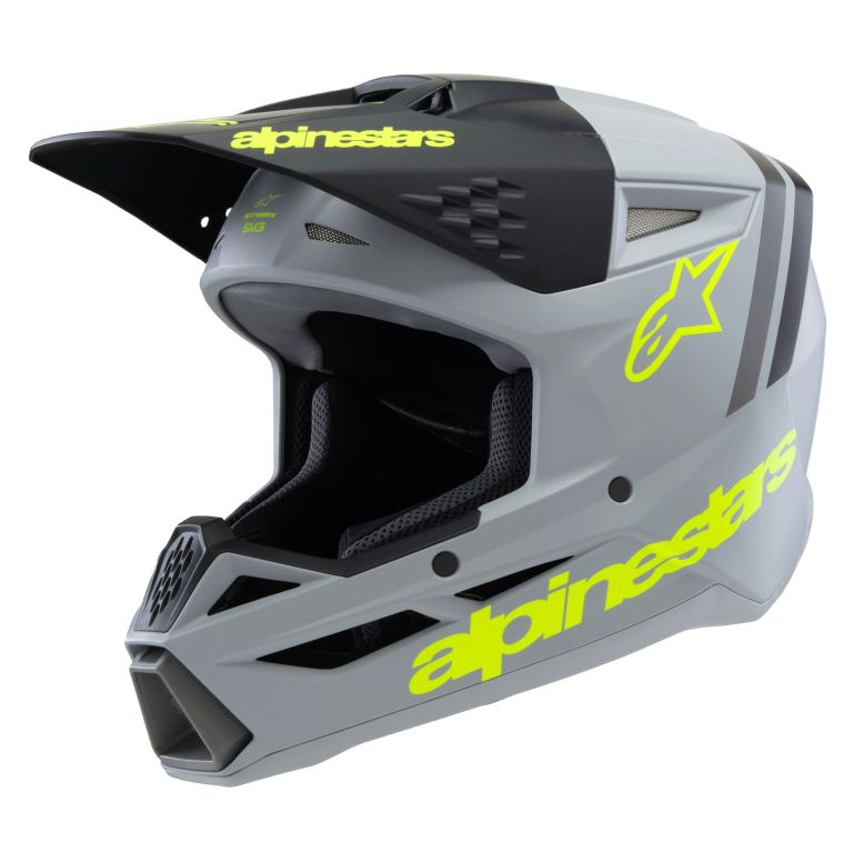 Prilba S-M3 RADIUM, ALPINESTARS, detská (šedá mat/žlutá fluo/černá) 2025