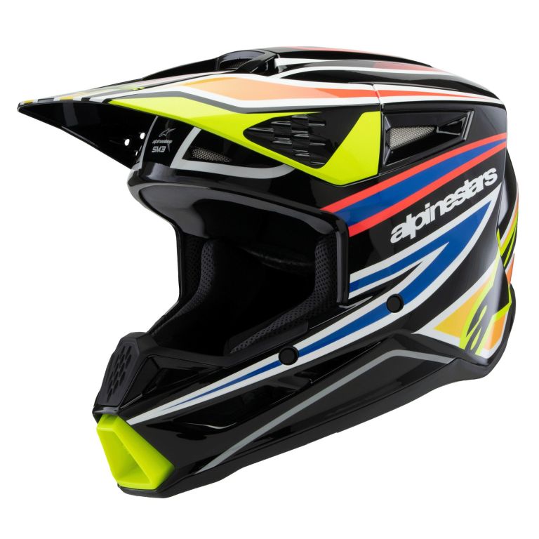 Prilba S-M3 WURX, ALPINESTARS, detská (černá/žlutá fluo/modrá/červená) 2025