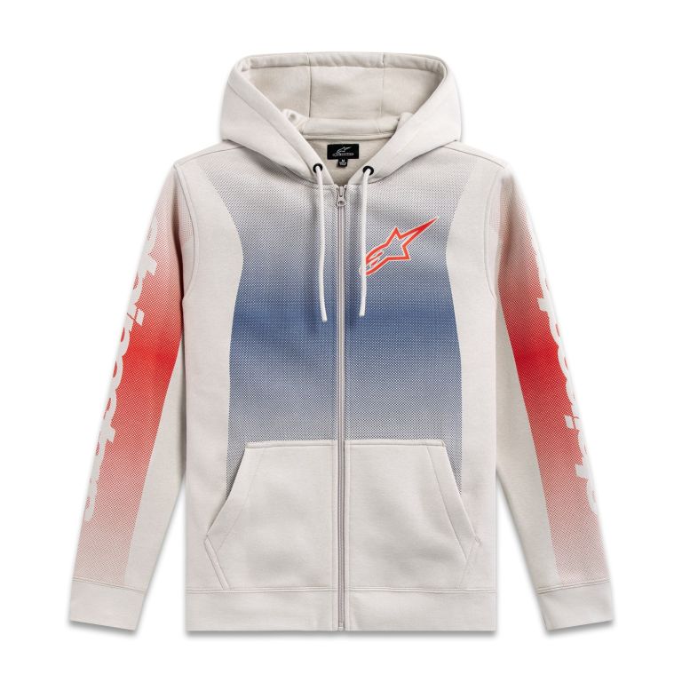 Mikina ARISING HOODIE, ALPINESTARS (biela offwhite/modrá/červená)