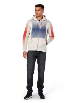 Mikina ARISING HOODIE, ALPINESTARS (biela offwhite/modrá/červená)
