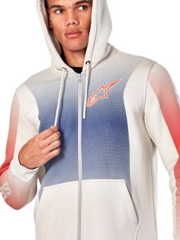 Mikina ARISING HOODIE, ALPINESTARS (biela offwhite/modrá/červená)