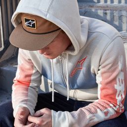 Mikina ARISING HOODIE, ALPINESTARS (biela offwhite/modrá/červená)