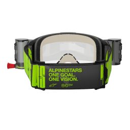 Okuliare VISION 5 HOLLOW ROLL-OFF WIDE VISION, ALPINESTARS (šedá/žlutá fluo, číre plexi a roll-off systém) 2025