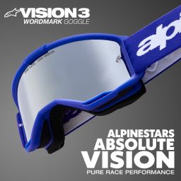 Okuliare VISION 3 WORDMARK, ALPINESTARS (modrá, zrkadlové strieborné plexi) 2025