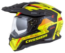 Prilba Road Runner TechniX, CASSIDA (žltá fluo/černá/oranžová/šedá/černý matný šilt, plexi s prípravou pre Pinlock) 2025