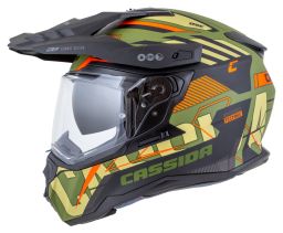 Prilba Road Runner TechniX, CASSIDA (zelená matná/černá/oranžová/šedá/černý matný šilt, plexi s prípravou pre Pinlock) 2025
