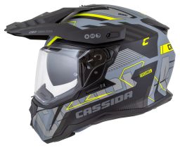 Prilba Road Runner TechniX, CASSIDA (šedá matná/černá/žlutá fluo/černý matný šilt, plexi s prípravou pre Pinlock) 2025
