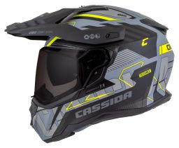 Prilba Road Runner TechniX, CASSIDA (šedá matná/černá/žlutá fluo/černý matný šilt, plexi s prípravou pre Pinlock) 2025