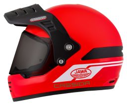 Prilba FormX Jawa RotaX, CASSIDA (červená/bílá/zlatá/černý matný šilt) 2025