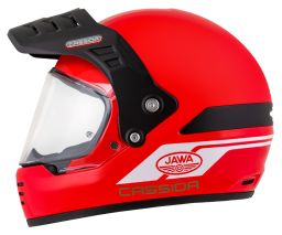 Prilba FormX Jawa RotaX, CASSIDA (červená/bílá/zlatá/černý matný šilt) 2025