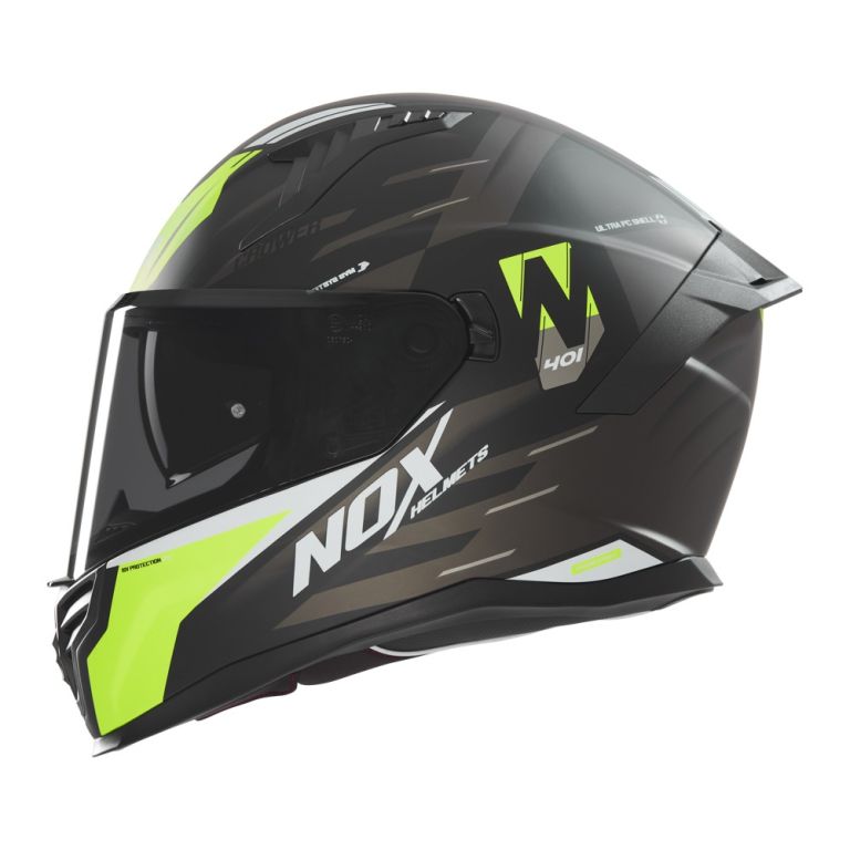 Prilba N401 Crower, NOX (čierna matná, žltá fluo) 2025