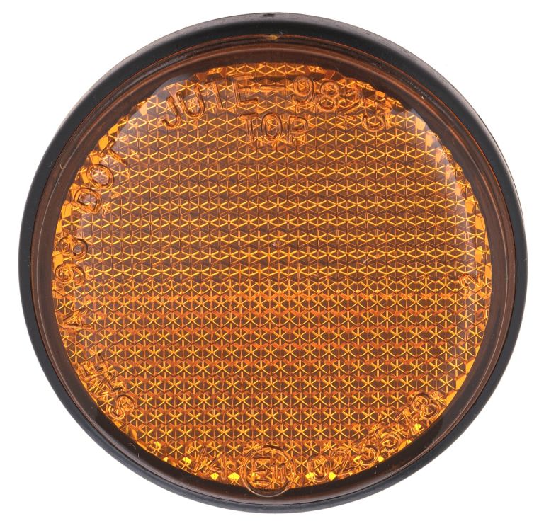 Odrazka guľatá, Q-TECH (oranžová, sa zajišťovacím čapom, priemer 60 mm)