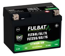 Lítiová batérie& LiFePO4& (bez LCD)& YTX4L-BS, YTX5L-BS, YTZ5S-BS, YTZ6S-BS& FULBAT& 12V, 2Ah, 120A, hmotnosť 0,50 kg, 107x56x85
