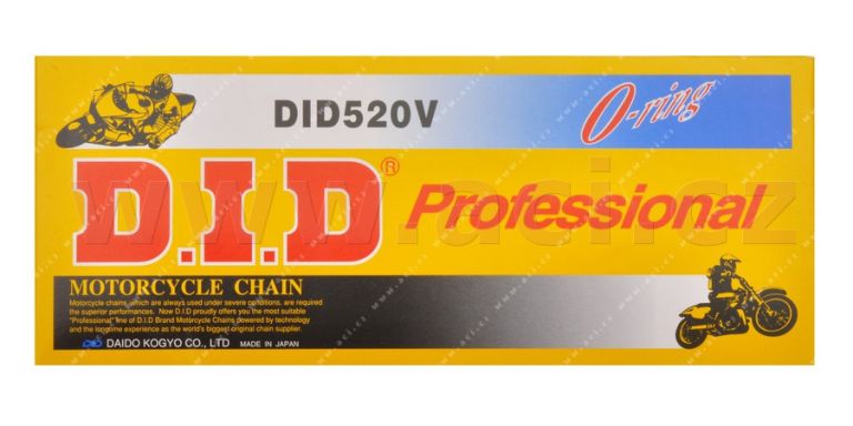 Reťaz 520V, D.I.D. - Japonsko (farba čierna, 110 článkov vr. spojky FJ)