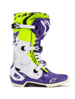 Topánky TECH 10 limitovaná edícia DIRT STUDIOS, ALPINESTARS (bílá/fialová/žlutá fluo) 2025