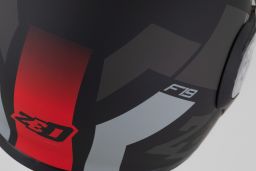 Prilba F19, ZED (čierna matná/červená fluo/šedá) 2025