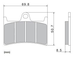 Brzdové doštičky, NISSIN (semi-metalická zmes) 2 ks v balenie