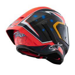 Prilba SUPERTECH R10 limitovaná edícia JACK MILLER, ALPINESTARS (matný karbon/červená/modrá/žlutá/bílá) 2025
