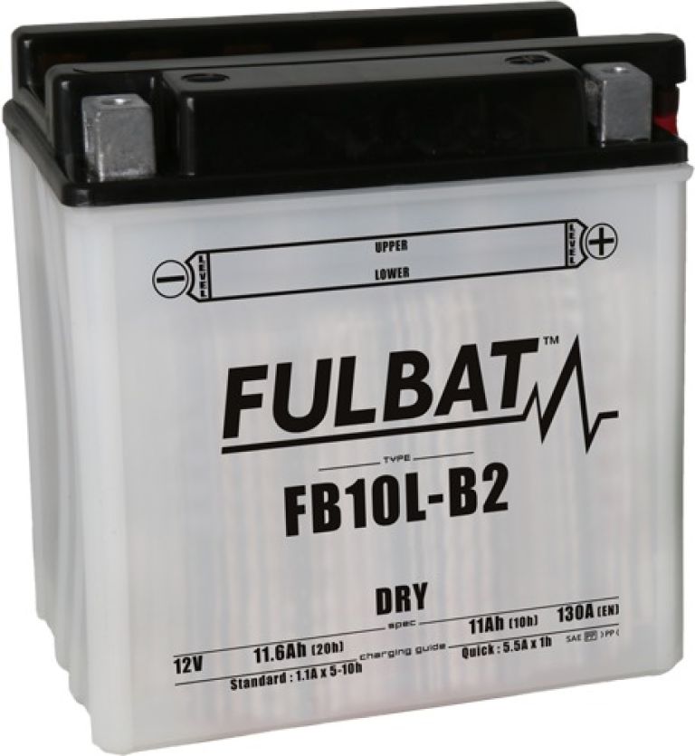 Batérie 12V, YB10L-B2, 11Ah, 130A, konvenčné 135x90x145, FULBAT (vr. balenie elektrolytu)