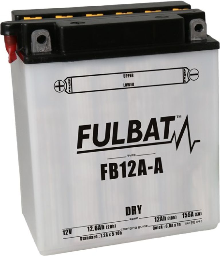 Batérie 12V, YB12A-A, 12Ah, 155A, konvenčné 134x80x160, FULBAT (vr. balenie elektrolytu)
