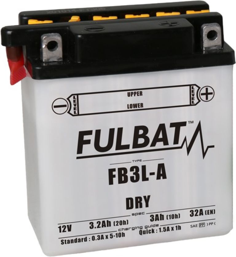 Batérie 12V, YB3L-A, 3Ah, 32A, konvenčné 98x56x110 FULBAT (vr. balenie elektrolytu)