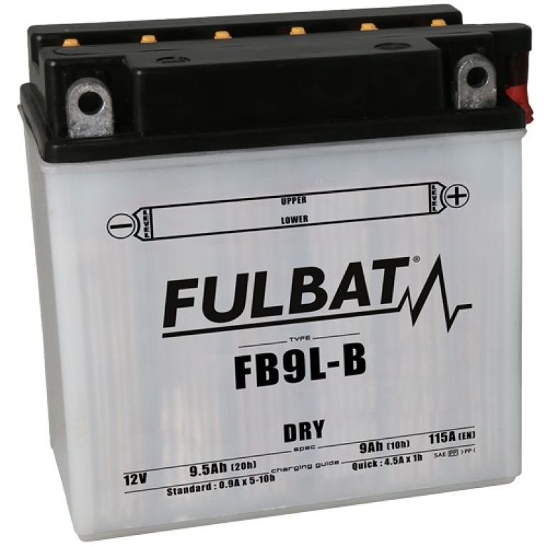 Batérie 12V, YB9L-B, 9Ah, 130A, konvenčné 135x75x139 FULBAT (vr. balenie elektrolytu)