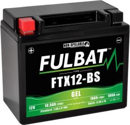 Batérie 12V, YTX12-BS gél, 10Ah, 180A, bezúdržbová gél technológie 150x87x130 FULBAT (aktivovaná ve výrobe)