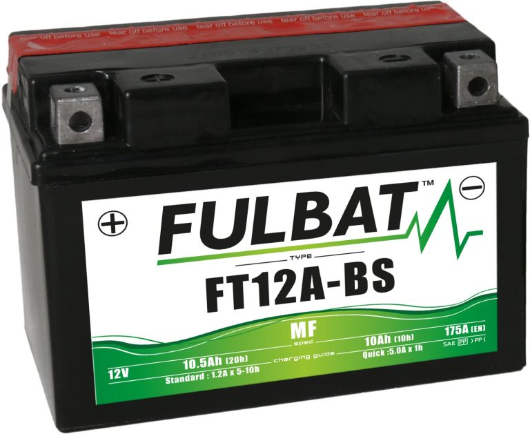 Batérie 12V, YT12A-BS, 10Ah, 175A, bezúdržbová MF AGM 150x87x105, FULBAT (vr. balenie elektrolytu)