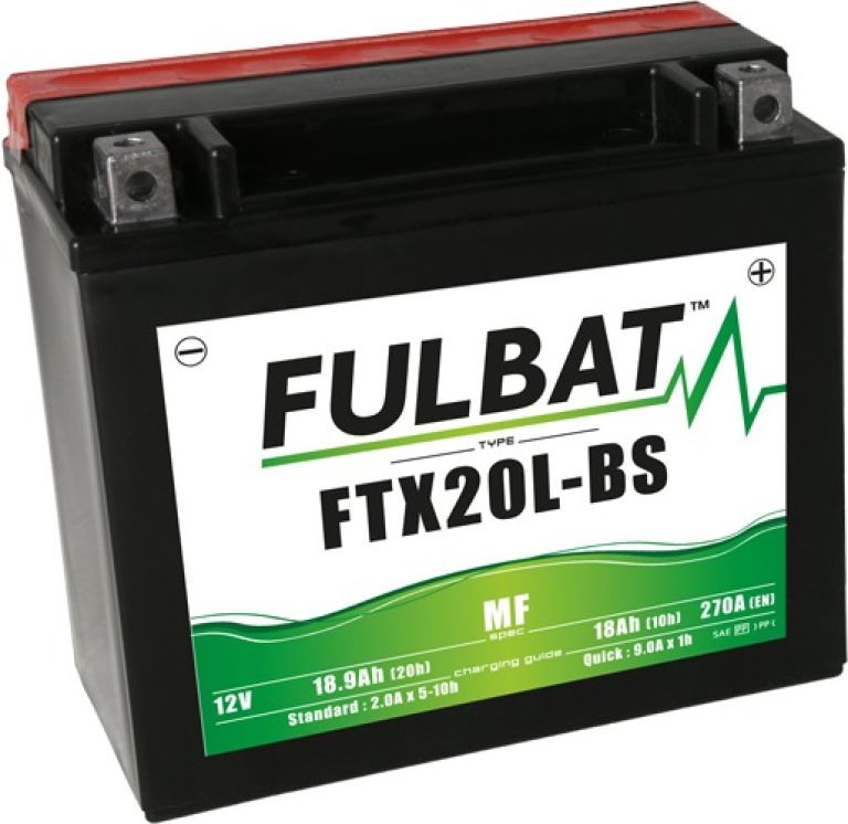 Batérie 12V, YTX20L-BS, 18Ah, 270A, bezúdržbová MF AGM 175x87x155, FULBAT(vč. balenie elektrolytu)