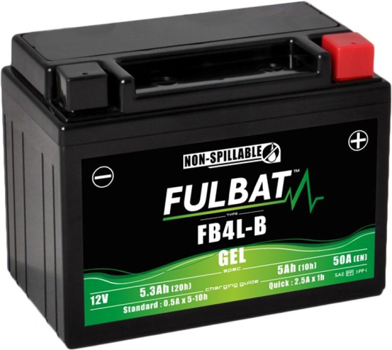 Batérie 12V, YB4L-B gél, 12V, 5Ah, 50A, bezúdržbová gél technológie 120x70x92 FULBAT (aktivovaná ve výrobe)