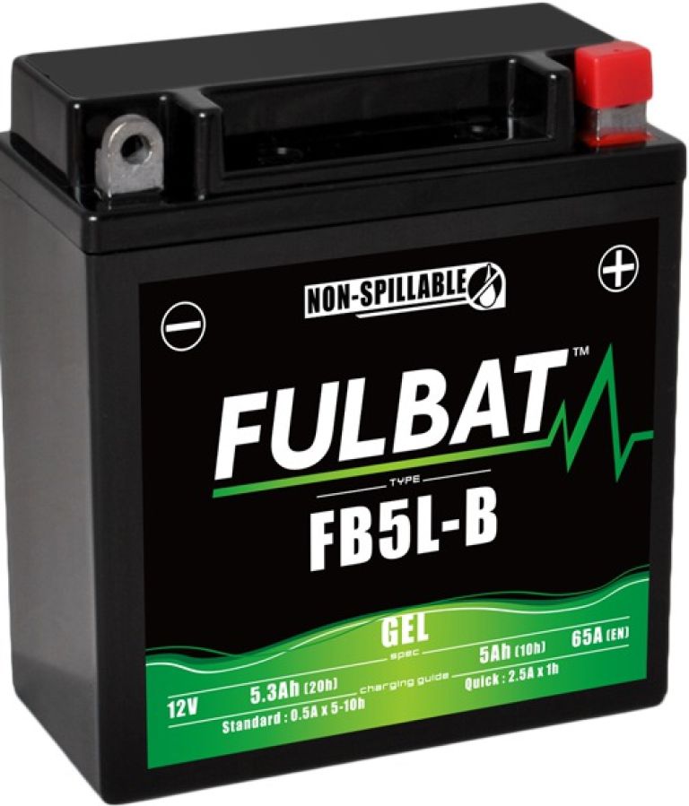 Batérie 12V, YB5L-B gél, 12V, 5Ah, 65A, bezúdržbová gél technológie 120x60x130 FULBAT (aktivovaná ve výrobe)