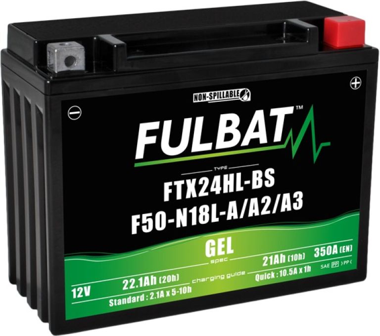 Batérie 12V, YTX24HL-BS / F50-N18L-A3 gél, 21Ah, 350A, bezúdržbová gél technológie 205x87x162 FULBAT (aktivovaná ve výrobe)