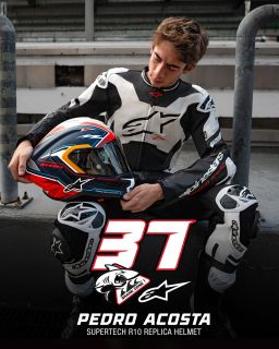 Prilba SUPERTECH R10 limitovaná edícia PEDRO ACOSTA, ALPINESTARS (modrá/červená/bílá matná) 2025