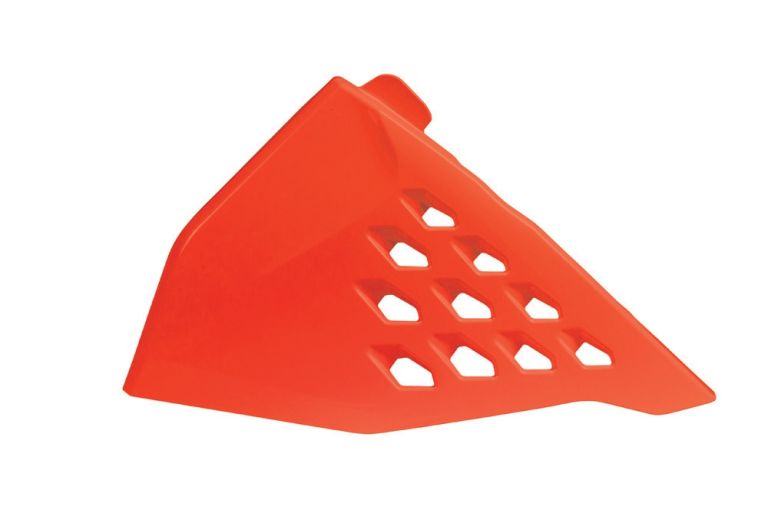 Bočný kryt vzduchového filtra ľavý KTM, RTECH (neon oranžový, s prieduchy)