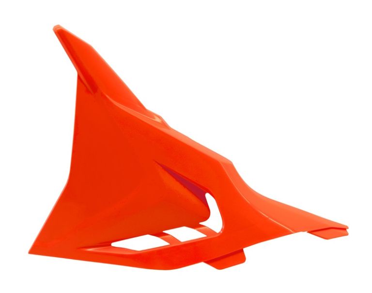 Bočný kryt vzduchového filtra ľavý KTM, RTECH (neon oranžový, s prieduchy)