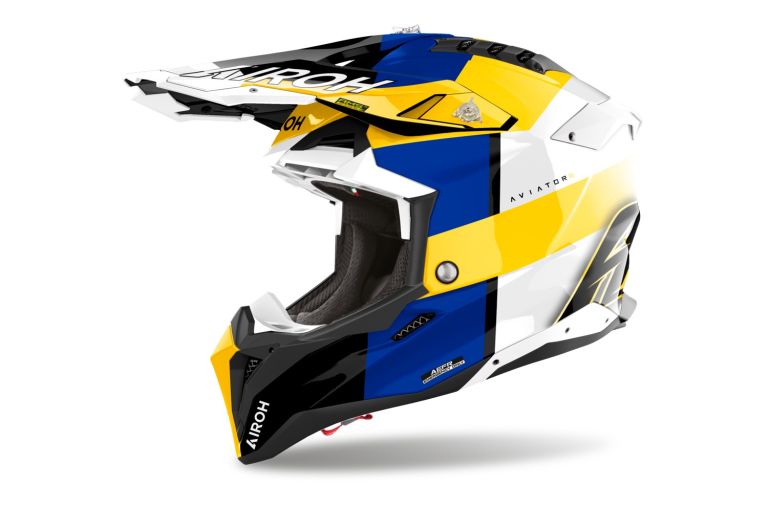 Prilba AVIATOR 3 Monarch, AIROH (modrá/žlutá lesklá) 2025