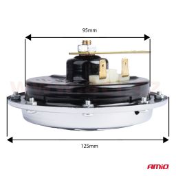 Klakson chromový 12V, 110 dB, 125 mm, sada 2 ks