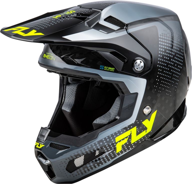 Prilba FORMULA S CARBON, FLY RACING - USA (šedá/hi-vis)