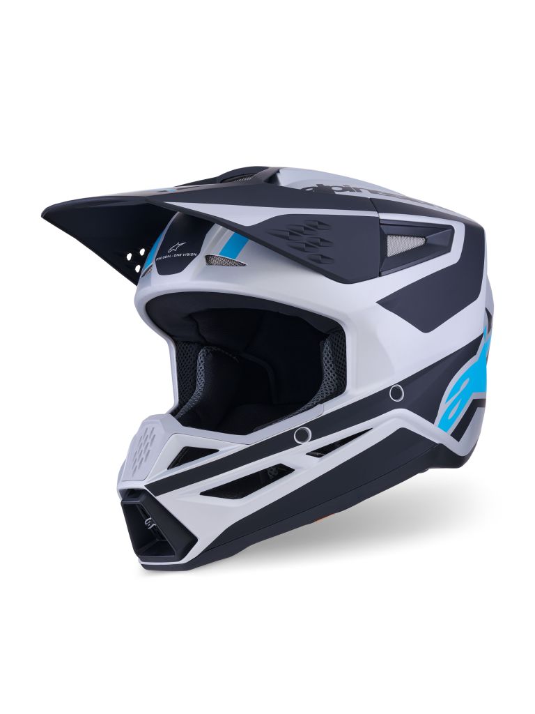 Prilba S-M3 HEAT, ALPINESTARS (stříbrná/modrá/černá matná) 2026