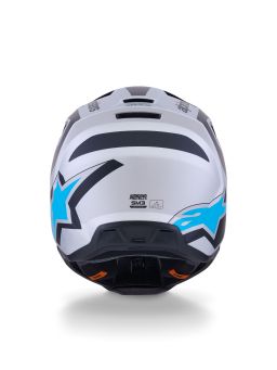 Prilba S-M3 HEAT, ALPINESTARS (stříbrná/modrá/černá matná) 2026
