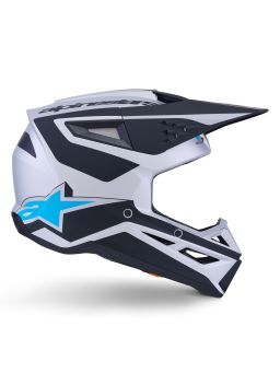 Prilba S-M3 HEAT, ALPINESTARS (stříbrná/modrá/černá matná) 2026
