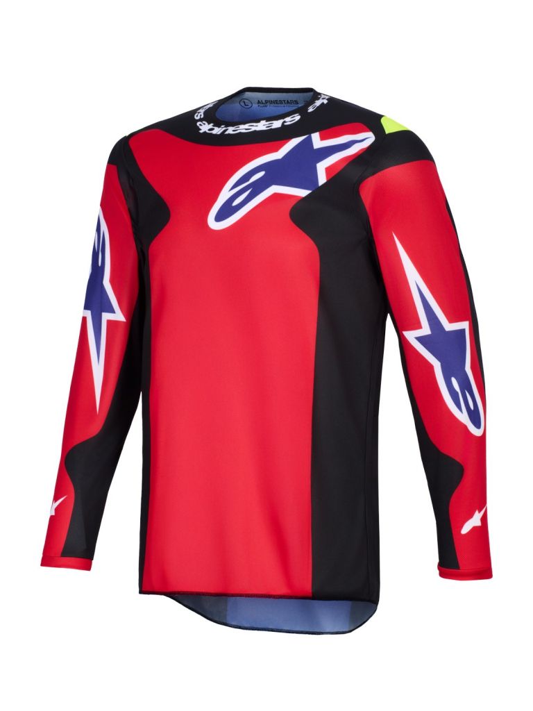 Dres FLUID GRID, ALPINESTARS (červená/černá/fialová/žlutá fluo) 2026