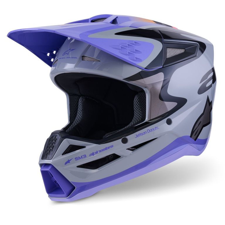 Prilba S-M3 edícia JETT LAWRENCE, ALPINESTARS (šedá/fialová/černá) 2026